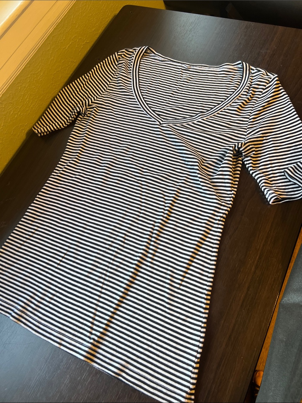 GAP Black and White Striped Crew Tee